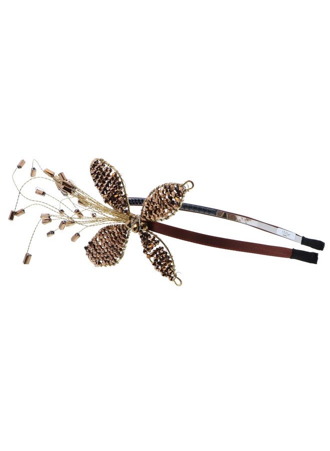 Motique Accessories Elegant Sequin Beaded Butterfly Headband For Girls And Womengold - Image 2