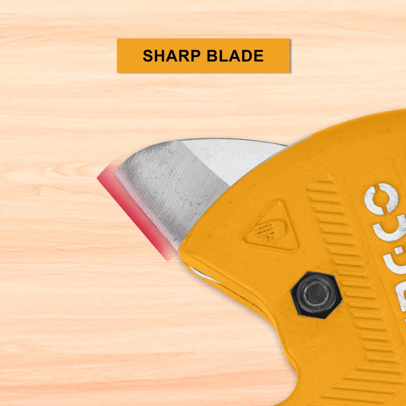 INGCO PVC Pipe Cutter, 3-42mm INGCO Heavy Duty Plastic Pipe Cutter Tube Cutter, Professional Ratchet-Type Pipe Cutter, One-Hand Fast Pipe Cutting Tool for PVC PPR PE PEX Pipe and Other Plastic Pipe - Image 5