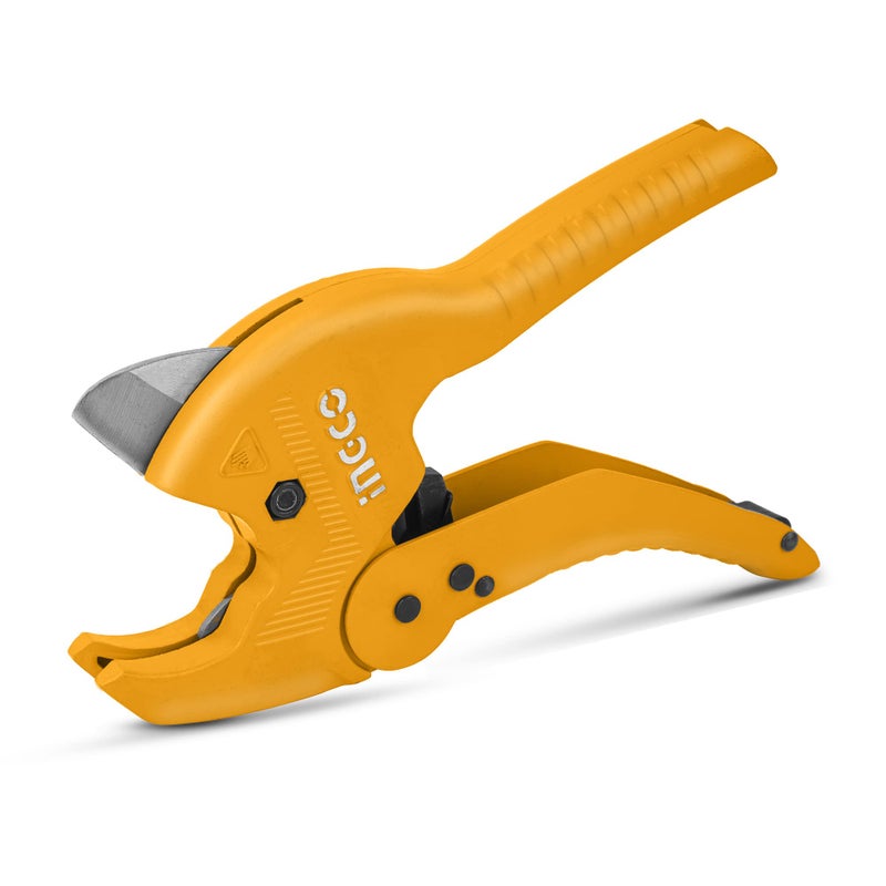 INGCO PVC Pipe Cutter, 3-42mm INGCO Heavy Duty Plastic Pipe Cutter Tube Cutter, Professional Ratchet-Type Pipe Cutter, One-Hand Fast Pipe Cutting Tool for PVC PPR PE PEX Pipe and Other Plastic Pipe - Image 1