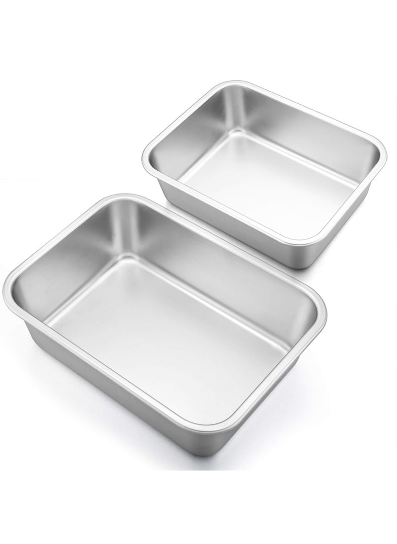 P&P CHEF PP CHEF Lasagna Pan Set Stainless Steel Rectangular Baking Pan for BrownieCakeMeat NonToxic  Heavy Duty Deep Side  Rolled Rim Brushed Surface  Dishwasher Safe 107 x 32  127 x 32 