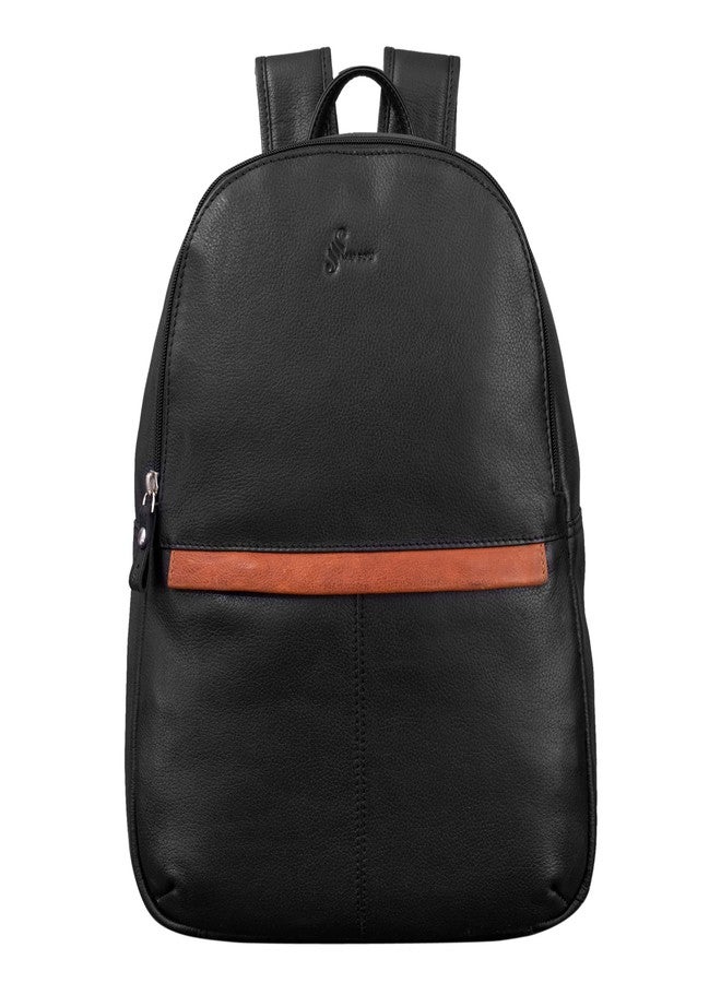MAI SOLI Men's Genuine Leather Backpack | Stylish and Trending Bag Pack for College, Office & Travel (Black) - Image 1