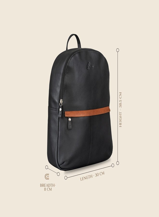 MAI SOLI Men's Genuine Leather Backpack | Stylish and Trending Bag Pack for College, Office & Travel (Black) - Image 3