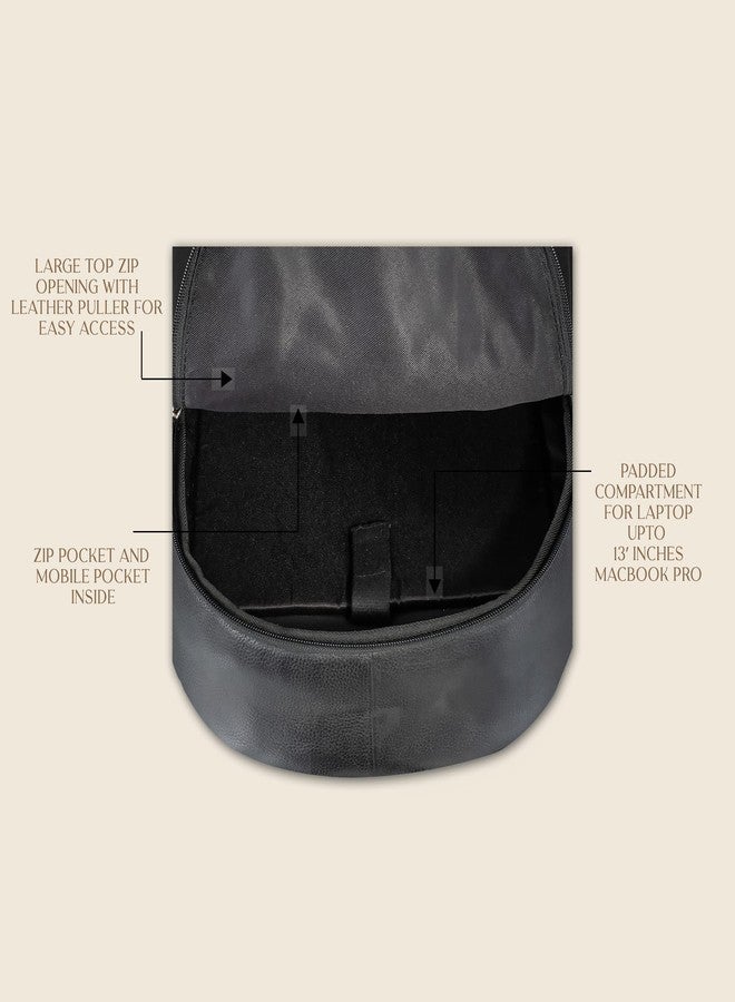MAI SOLI Men's Genuine Leather Backpack | Stylish and Trending Bag Pack for College, Office & Travel (Black) - Image 5