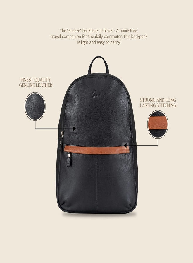MAI SOLI Men's Genuine Leather Backpack | Stylish and Trending Bag Pack for College, Office & Travel (Black) - Image 2
