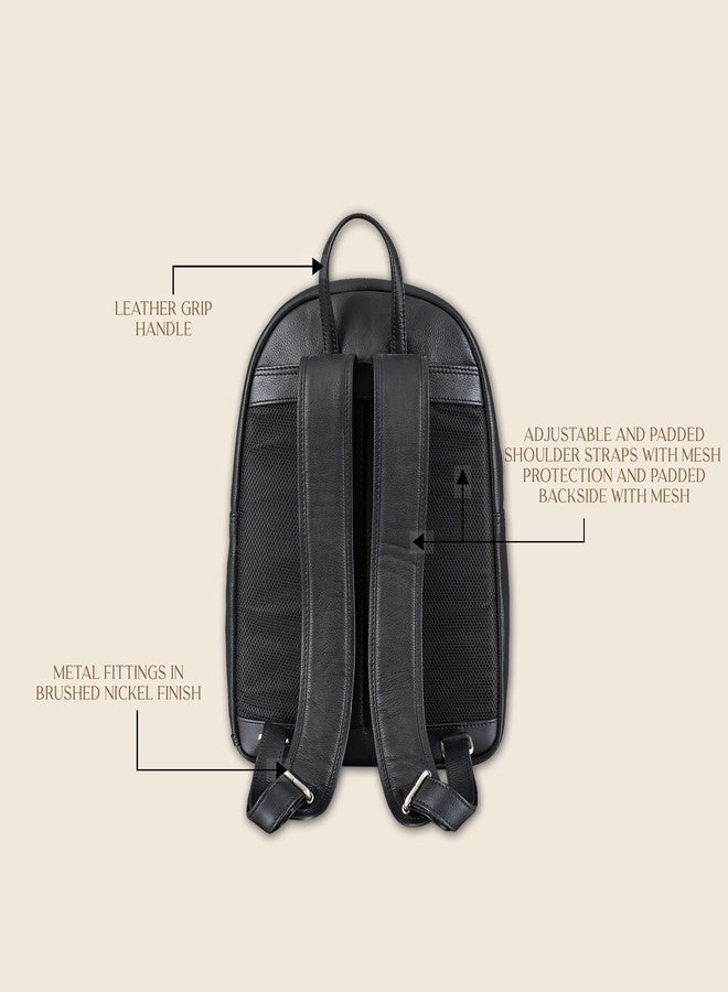 MAI SOLI Men's Genuine Leather Backpack | Stylish and Trending Bag Pack for College, Office & Travel (Black) - Image 4