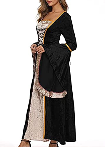 YEAXLUD Womens Renaissance Medieval Costume Dress Lace up Irish Over Long Dresses Cosplay Retro Gown S-5XL (M, Black) - Image 4
