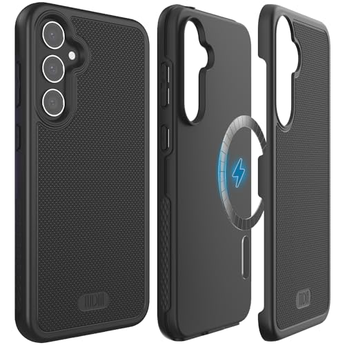 TUDIA MergeGrip Magsafe Compatible Phone Case for Samsung Galaxy S23 FE 2023 Dual Layer Shockproof Military Grade NonSlip Heavy Duty Protective Phone Case with Wireless Charging Matte Black - Image 1