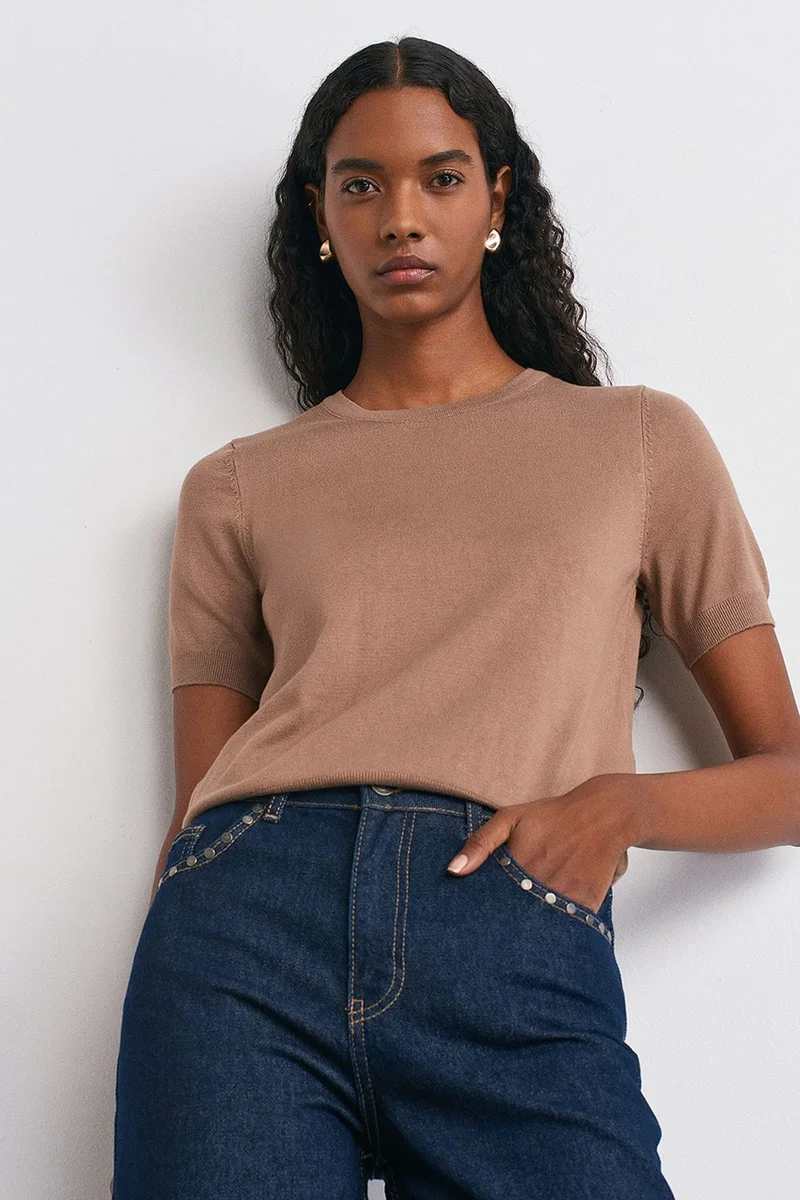 Dilvin Camel Brown DILVIN Women's Knit Sweater for Women | Best Price UAE