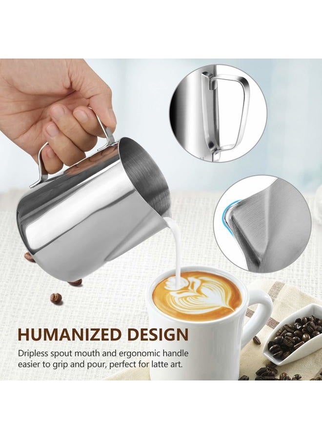 HOOMIL Milk Frothing Pitcher, Stainless Steel Espresso Steaming Pitcher 12OZ/350ML Coffee Milk Frother Cup with Decorating Art Pen for Espresso Machine, Milk Frother, Latte Art - Image 5