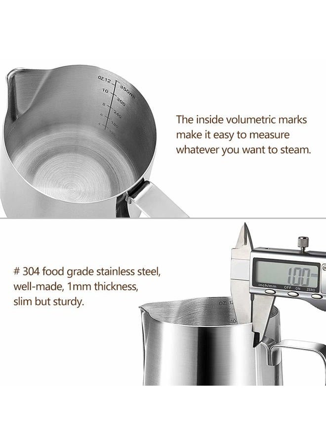 HOOMIL Milk Frothing Pitcher, Stainless Steel Espresso Steaming Pitcher 12OZ/350ML Coffee Milk Frother Cup with Decorating Art Pen for Espresso Machine, Milk Frother, Latte Art - Image 4