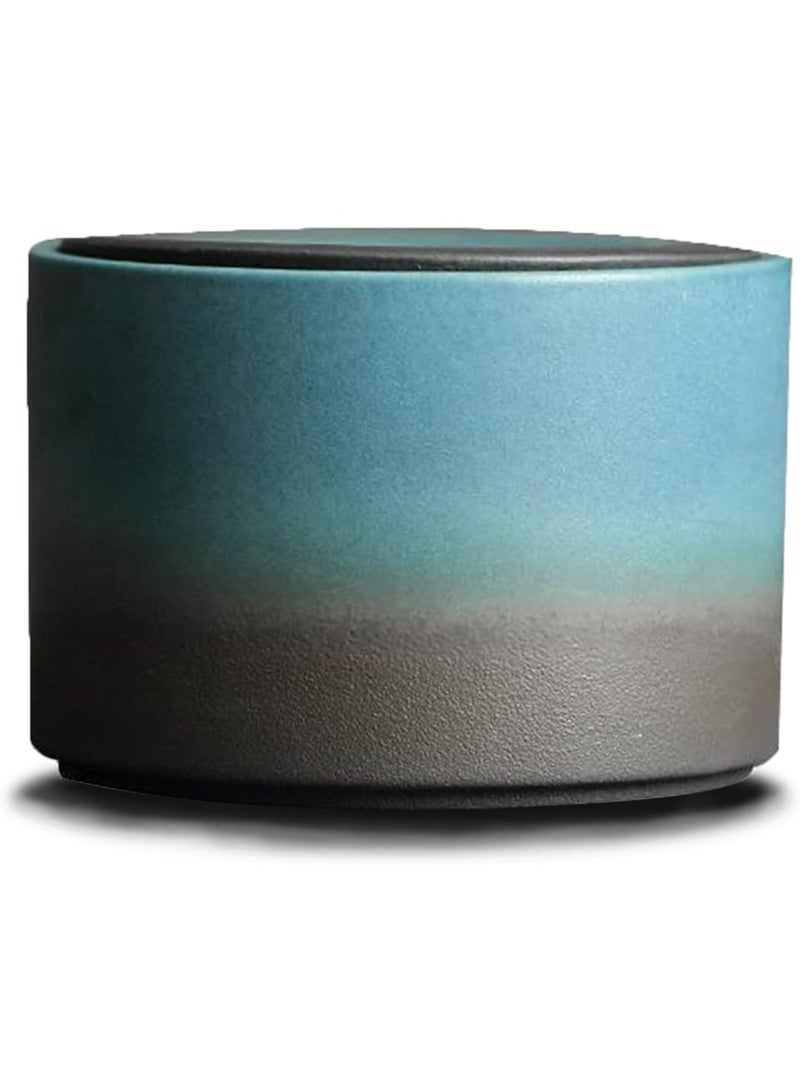 Ceramic Ashtray with Lids: Windproof Cigarette Ashtray for Outdoor Patio, Cigar Ashtrays for Men Luxury, Handmade Large Size Ash Tray for Home Office Table Decoration (Graduated Blue) - Image 1