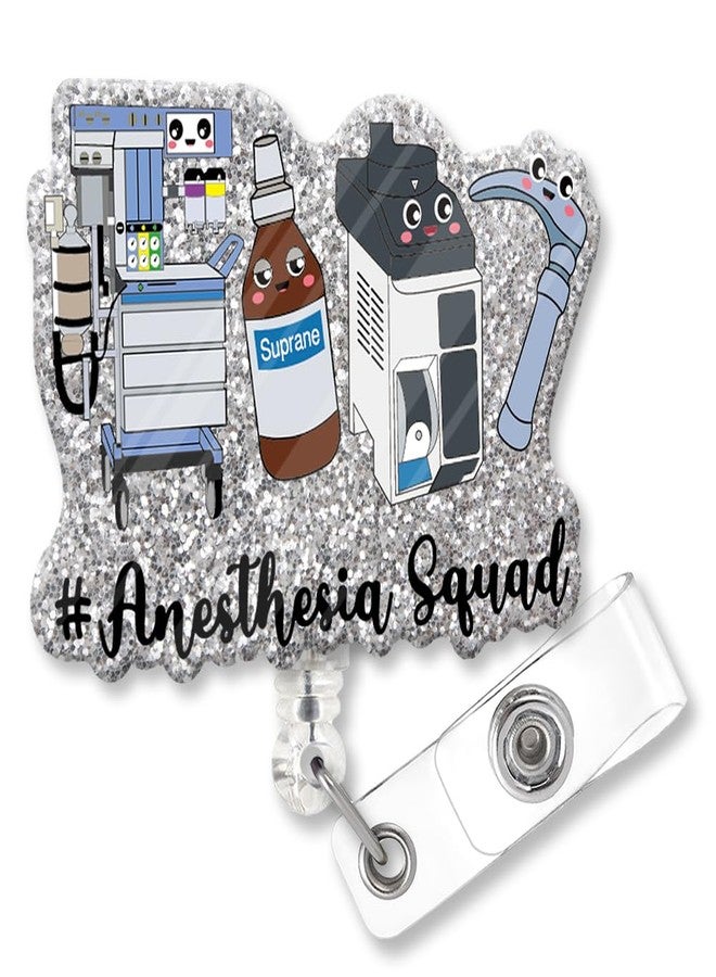 ZBBFSCSB Anesthesia Squad Fun Glitter Badge Scroll Retractable, Cute Badge Holder for Anesthesiologists, Christmas Birthday Graduation Gift for Doctors Nurses ICU MD Anesthesiologist Assistant - Image 1