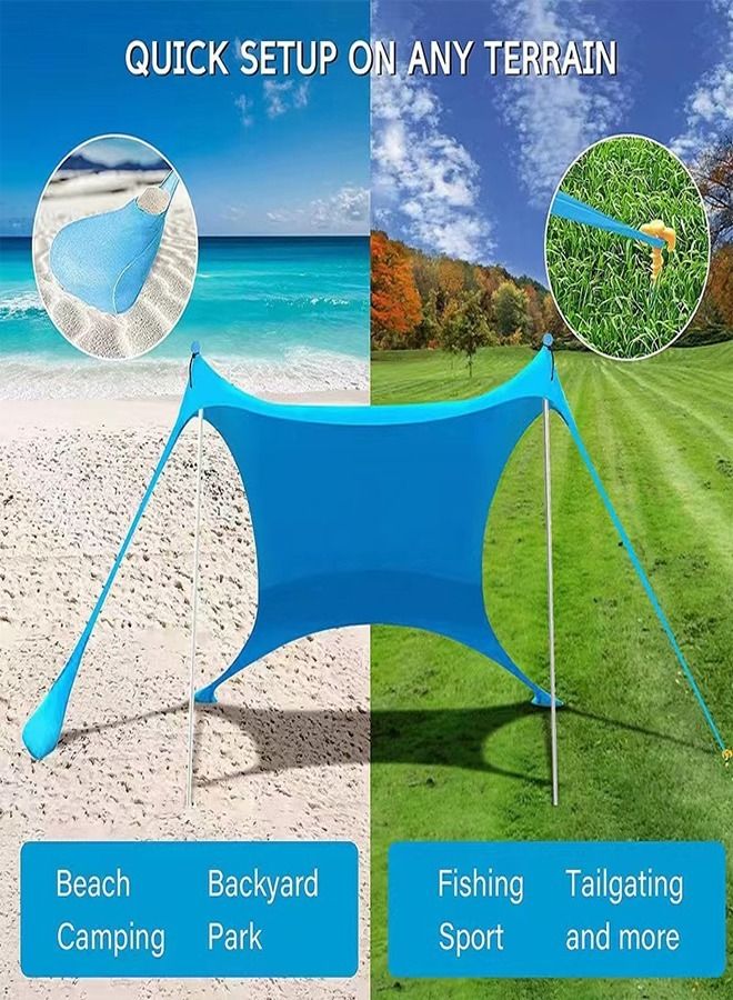 fashionhome 2 Pcs Large Size Outdoor Portable Waterproof Lightweight UV Protection Canopy Beach Tent Sunshade Sail for Camping Trips Fishing or Picnics - Image 3