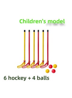 Generic Children's Hockey Stick Suit Toy Kindergarten Sports Catch Stick Indoor Outdoor Games Interactive Games-Colour:Children's Version 6 Hockey Sticks + 4 Balls  - Image 1
