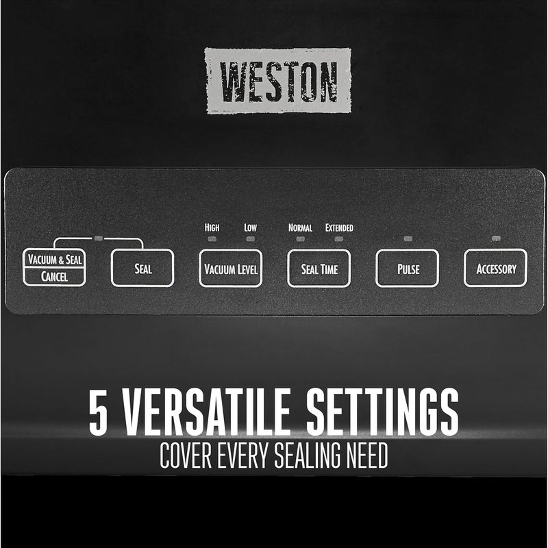 Weston Weston Brands Vacuum Sealer Machine for Food Preservation  Sous Vide Seals Bags up to 11 Wide 110 Watts 225 HG Strength Includes Roll Storage and Starter Pack Black 653001W  - Image 3