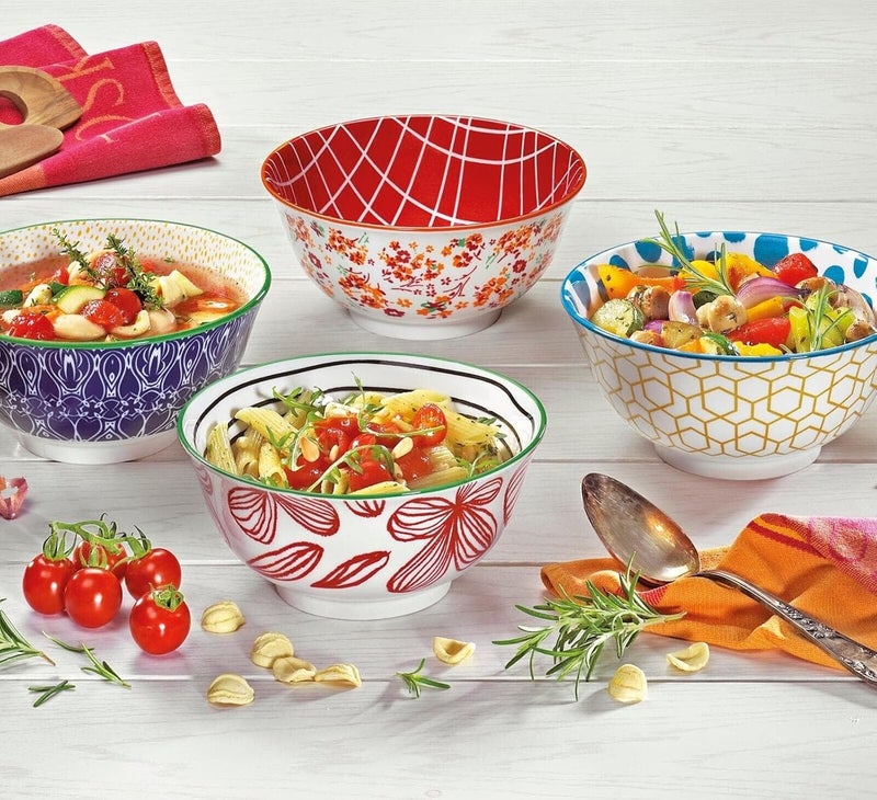 Cilio Amici Decorated Porcelain Bowl 17 Ounce Capacity 6 D x 275 H Set of 6 Flowers Pattern - Image 3