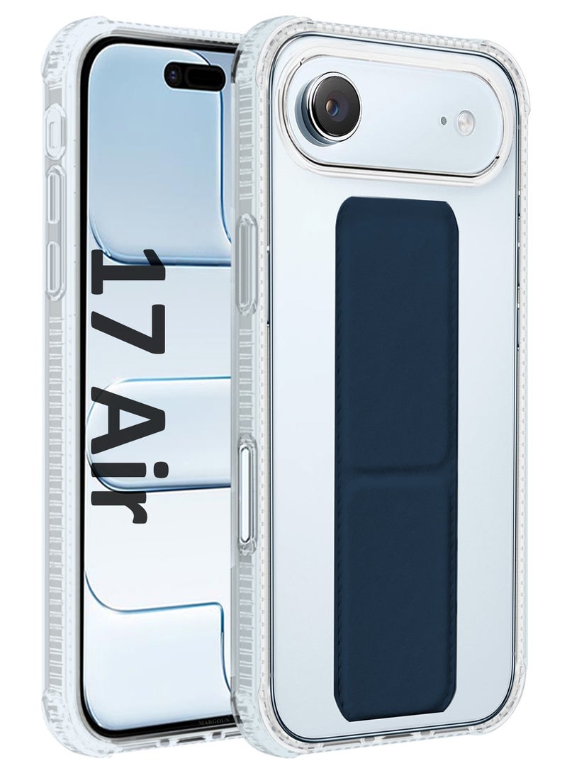 CATANES Finger Grip Clear Case Cover for iPhone 17 Air- Kickstand Car Magnetic Holder Multi-function Protective Two-in-one Case - Dark Blue - Image 1