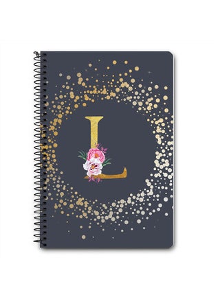 Designer A5 Spiral Notebook Memo Notepad Journal - Custom Monogram Initial Letter Floral Pattern Alphabet - L - Grey - pzsku/ZEE06683CFEC4735122ADZ/45/_/1676547624/e4b69e14-5b45-417c-96d5-795a799d23d3