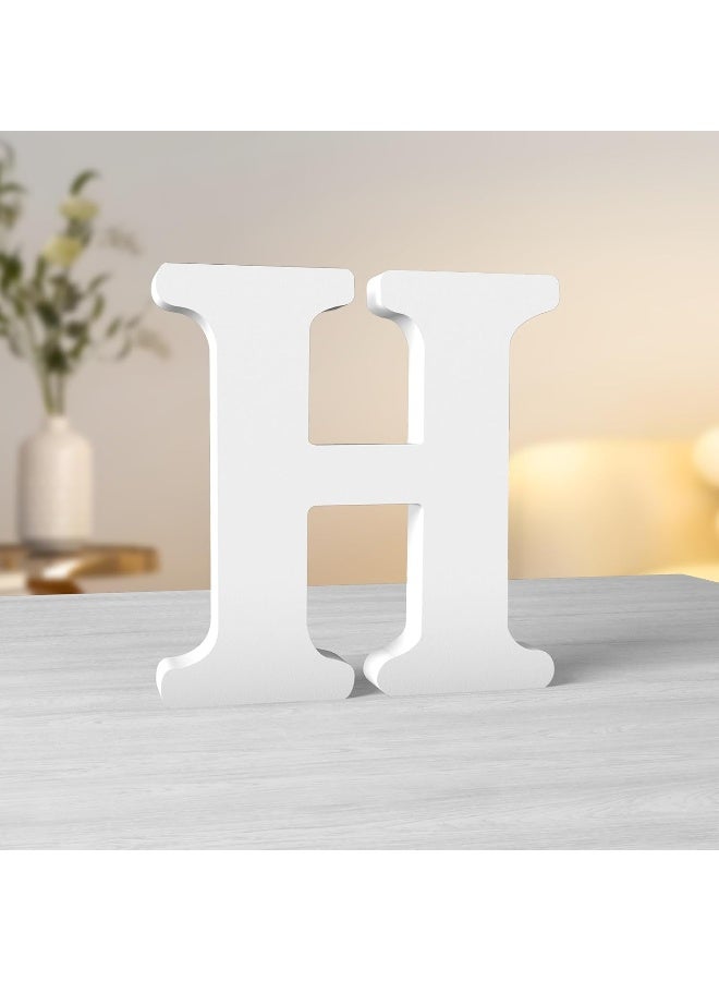 TPGP 6 Inch White Wood Letters for Wall Decor - Unfinished Decorative Standing Letter Slices for Sign Board Decoration, Craft, Home Party Projects (H) - Image 1