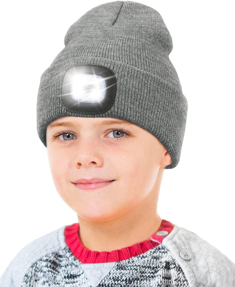 YunTuo Store LED Beanie for Kids, Unisex Rechargeable Headlamp Hat Winter Night Lighted Cap, Gifts for Kids Boys Girls - Image 1