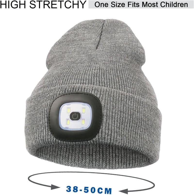 YunTuo Store LED Beanie for Kids, Unisex Rechargeable Headlamp Hat Winter Night Lighted Cap, Gifts for Kids Boys Girls - Image 4