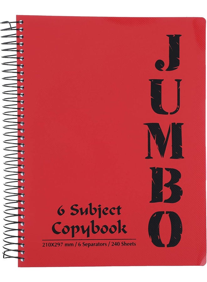 Mintra Jumbo NoteBook A4 Size, Lined Ruling 240 Sheets, Red