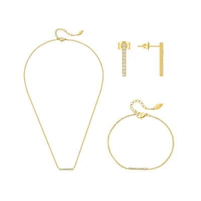POLICE Medellin Gold Plated Necklace, Bracelet, Earrings with Crystals Set Box for Women's