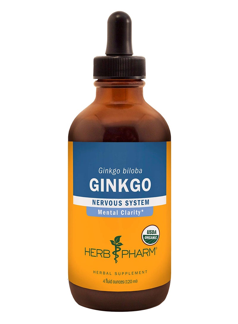 HERB PHARM Certified Organic Ginkgo Liquid Extract For Memory And Concentration - 4 Ounce