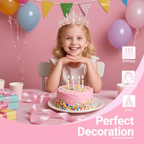 Papoopy Tiara Crown Headband for Women, Headband Hair Accessories for Birthday Wedding Party Costume Rose - Image 4