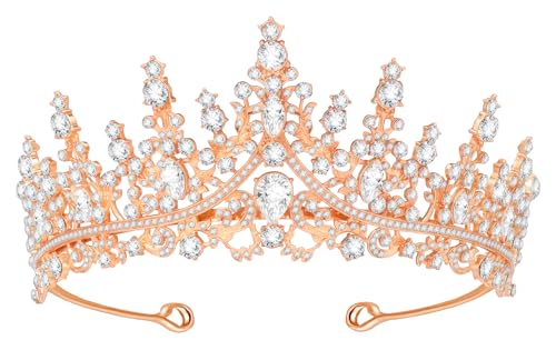 Papoopy Tiara Crown Headband for Women, Headband Hair Accessories for Birthday Wedding Party Costume Rose - Image 1