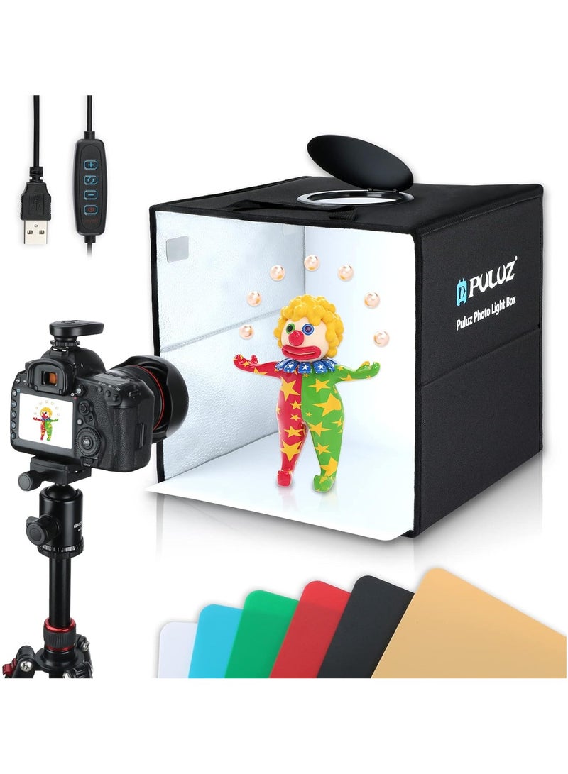 PULUZ PULUZ Light Box Photography, Upgraded 30cm Portable Ring Light Box, Photography Shooting Light Tent Kit, CRI >95 White Lighting Softbox with 120pcs LED Lights + 6 photo Backdrops for Product Display  - Image 1