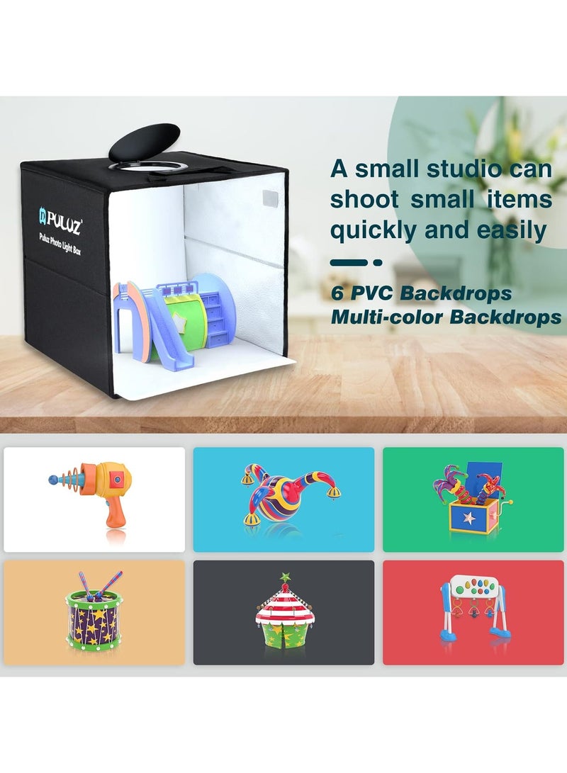 PULUZ PULUZ Light Box Photography, Upgraded 30cm Portable Ring Light Box, Photography Shooting Light Tent Kit, CRI >95 White Lighting Softbox with 120pcs LED Lights + 6 photo Backdrops for Product Display  - Image 2