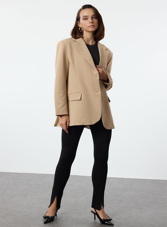trendyol Beige Extra Oversize Woven Blazer Jacket - Image 3