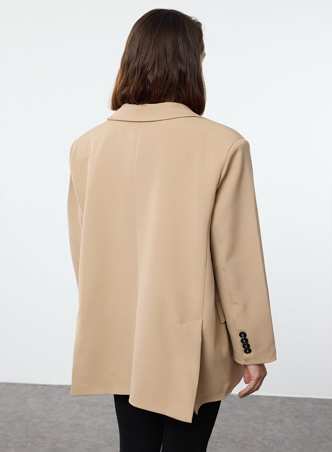 trendyol Beige Extra Oversize Woven Blazer Jacket - Image 5