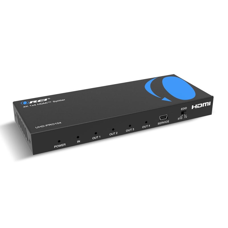 OREI 4K HDMI Splitter 1 in 4 out Duplicate / Mirror 4K Screens w/ Down Scaler 4 Ports Upto 4K@60Hz 1080p & 3D Supports EDID Control, UHD-PRO104 - Image 1