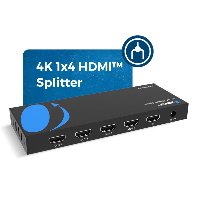 OREI 4K HDMI Splitter 1 in 4 out Duplicate / Mirror 4K Screens w/ Down Scaler 4 Ports Upto 4K@60Hz 1080p & 3D Supports EDID Control, UHD-PRO104 - Image 2