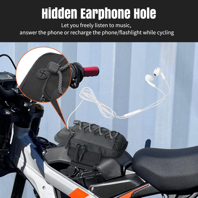 RIDLOG Motorcycle Bag for SurRon Light Bee X/S Electric Dirt Bike Front Frame Bag for Sur Ron Segway X160/X260 Talaria Sting MX3 R/MX4 Waterproof Storage Bag for E Ride Pro ID Phone Earphone (Black) - Image 4