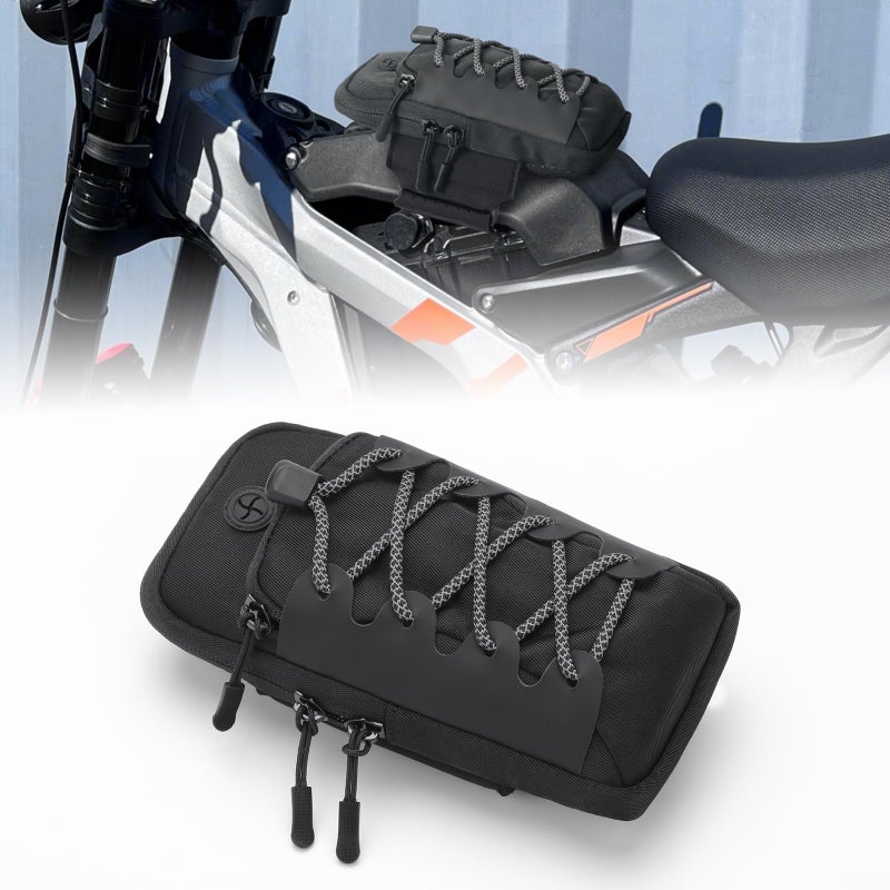 RIDLOG Motorcycle Bag for SurRon Light Bee X/S Electric Dirt Bike Front Frame Bag for Sur Ron Segway X160/X260 Talaria Sting MX3 R/MX4 Waterproof Storage Bag for E Ride Pro ID Phone Earphone (Black) - Image 1
