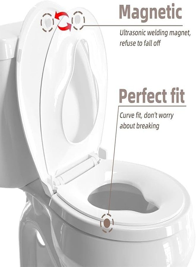 CcBello Toilet seat with toddler seat built in, Potty training toilet seat, Fits both adult and child, Slow-Close, Toddler toilet seat attachment, ROUND, Heavy Duty, White(16.5”) - Image 3