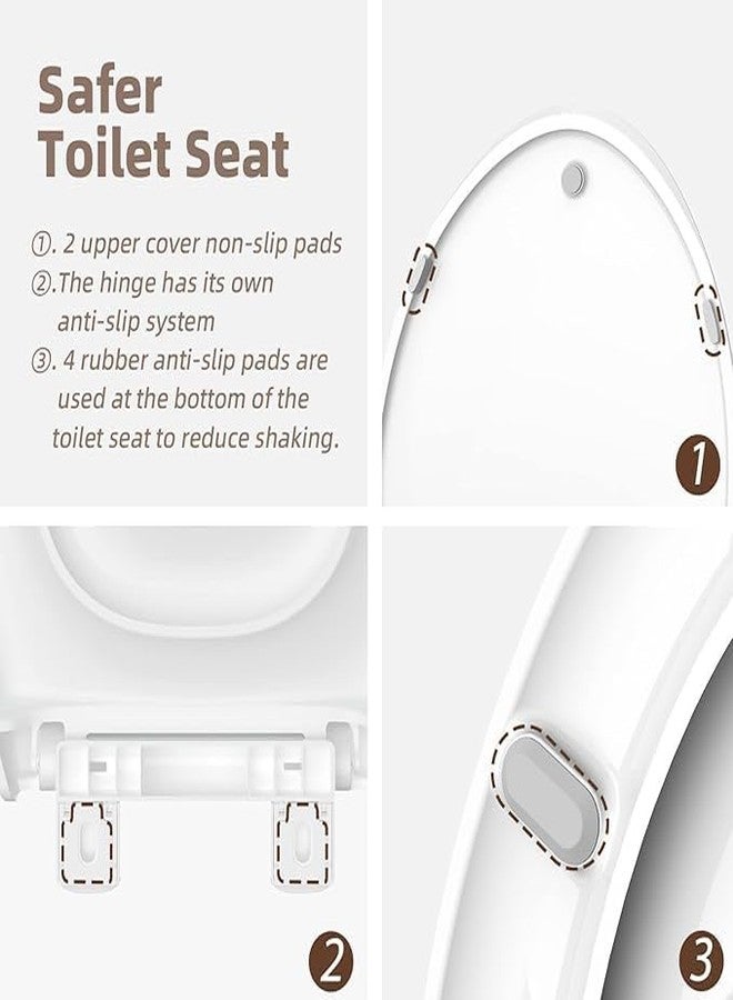 CcBello Toilet seat with toddler seat built in, Potty training toilet seat, Fits both adult and child, Slow-Close, Toddler toilet seat attachment, ROUND, Heavy Duty, White(16.5”) - Image 2