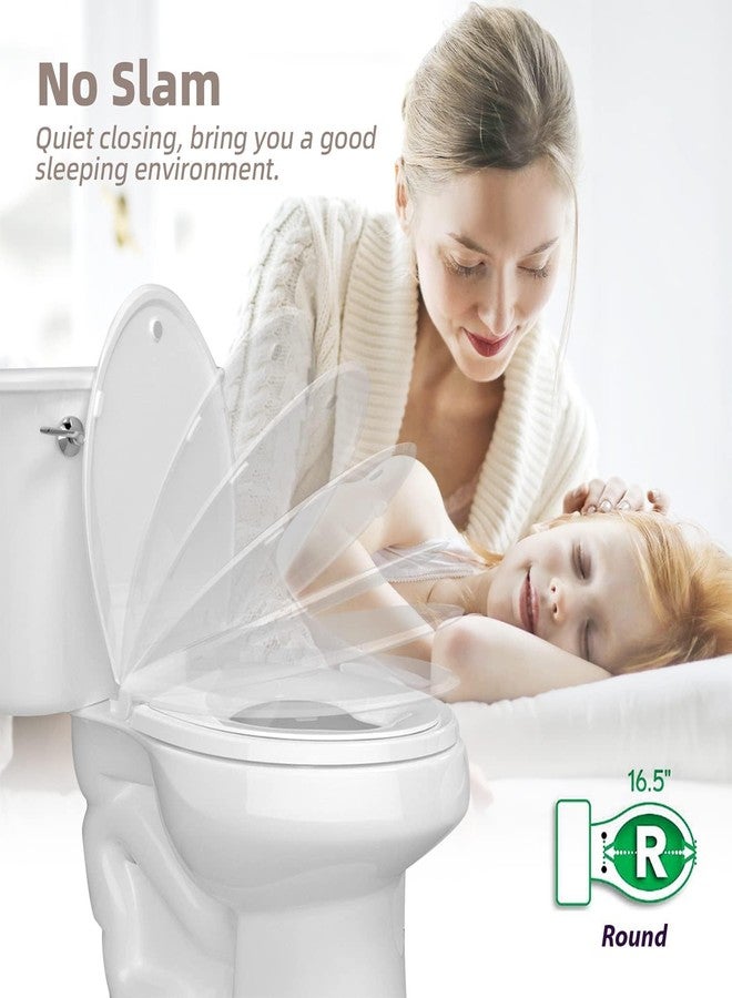 CcBello Toilet seat with toddler seat built in, Potty training toilet seat, Fits both adult and child, Slow-Close, Toddler toilet seat attachment, ROUND, Heavy Duty, White(16.5”) - Image 4