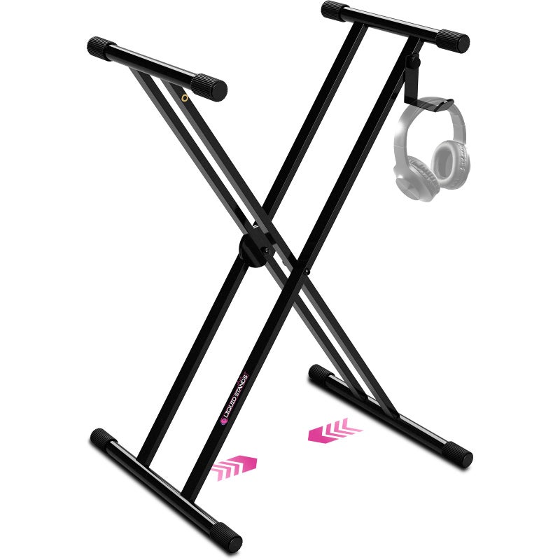 Liquid Stands Piano Keyboard Stand - X Style Adjustable and Portable Heavy Duty Music Stand for Kids and Adults - Fits 54 61 88 Key Electric Pianos - Double Braced Foldable Digital Piano Table Frame - Image 1