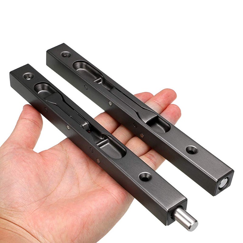 Sumnacon 2Pcs 8 Inch Door Bolts - Stainless Steel Concealed Security French Door Locks with Hardwares, Metal Flush Latch Bolts for Composite Wood Double Dummy Door, Black - Image 3