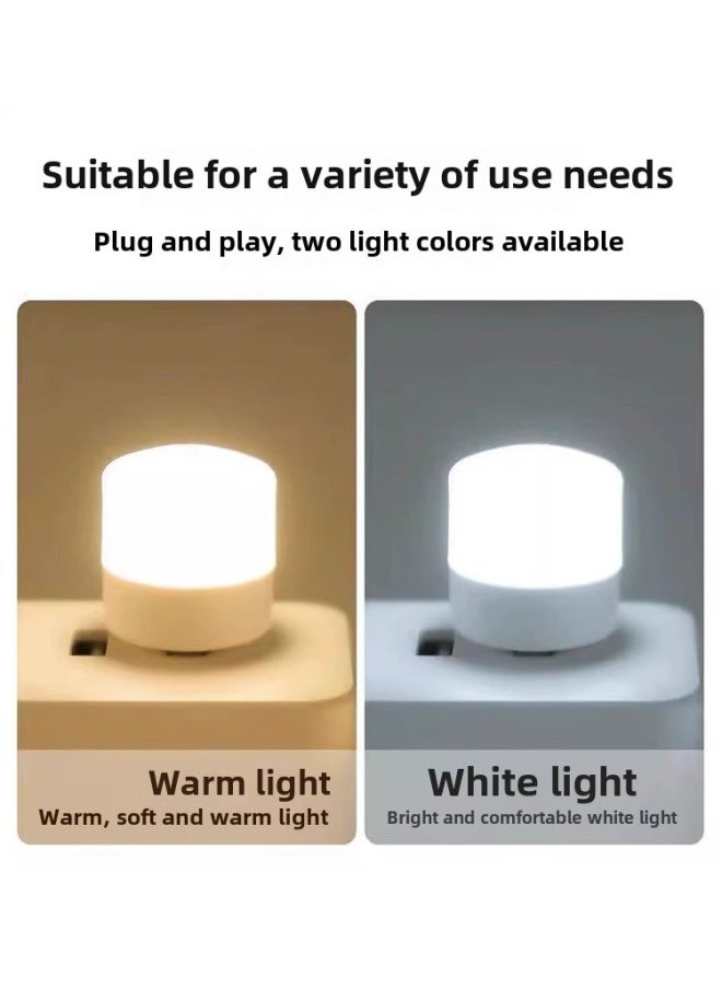Creative Portable Mini Usb Night Light Super Bright Eye Protection Led Light Portable Plug-in Charging Treasure Available Bedside Emergency-Color: 2 Pieces In Total