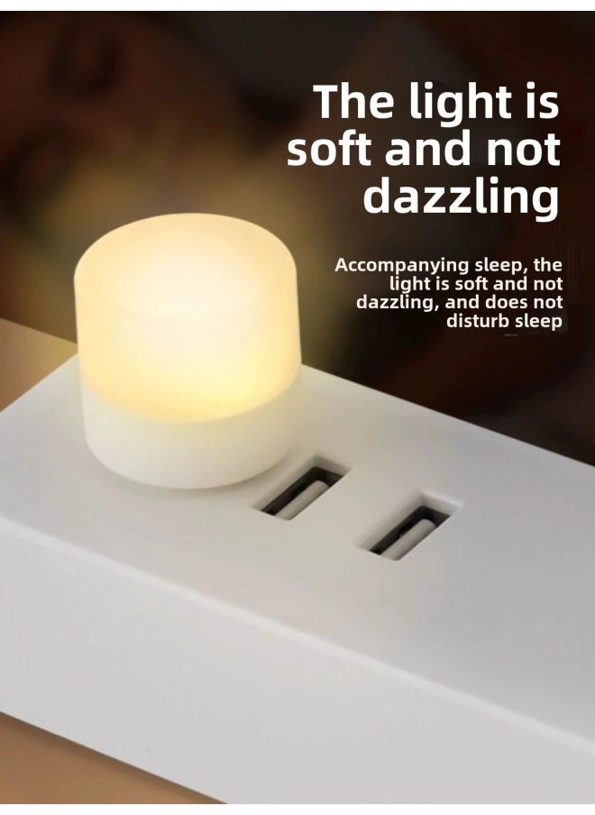 Creative Portable Mini Usb Night Light Super Bright Eye Protection Led Light Portable Plug-in Charging Treasure Available Bedside Emergency-Color: 2 Pieces In Total