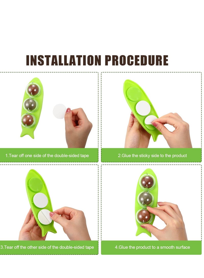 KASTWAVE Catnip Wall Toys, 6 Pieces Detachable Silvervine Balls with 2 Fish Shaped Containers Rotatable Catnip Ball Cat Licking Ball Kitten Chew Dental Cat Wall Treats for Kitty Pet - Image 5