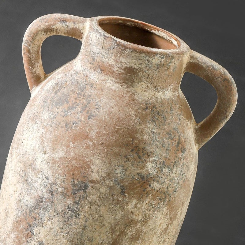 Lyeec Ceramic Rustic Vase, 9.6 Inch Terracotta Rustic Vase with 2 Handles, Decorative Pottery Flower Vase for Home Decor, Living Room, Shelf Decor, Wedding, Table Decoration - Image 3