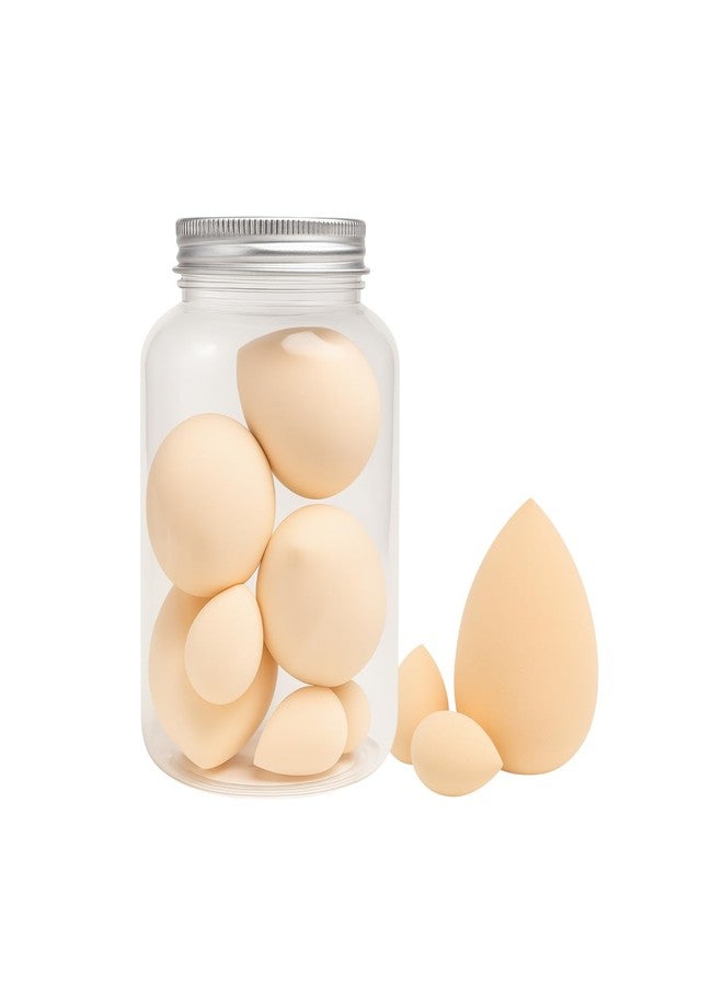 ANNACREATIONS ANNA's Makeup Sponge Set of 7 with Storage Jar - Soft Beauty Blenders for Foundation, Concealer & Cream - 4 Large + 3 Small Sponges - Reusable Puff Blender For Women & Girls (Orange) - Image 1