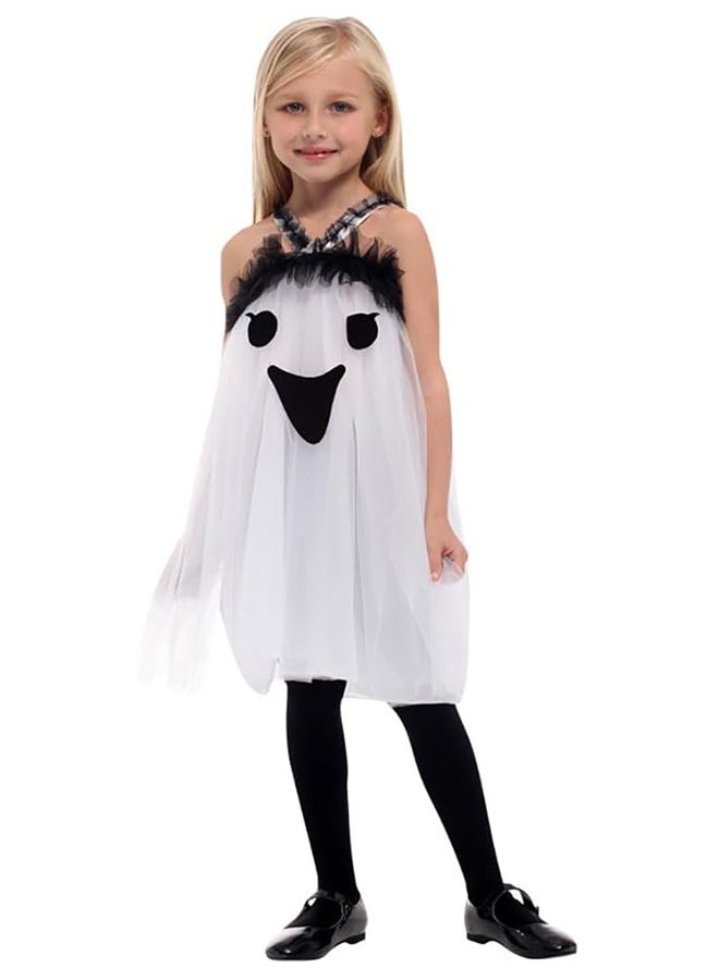 JCB CHIC Children's White Ghost Jumpsuit ,Halloween Cosplay Costume,Ghostly Toddler Dress Costume for Halloween Birthday and Party(L) - Image 1