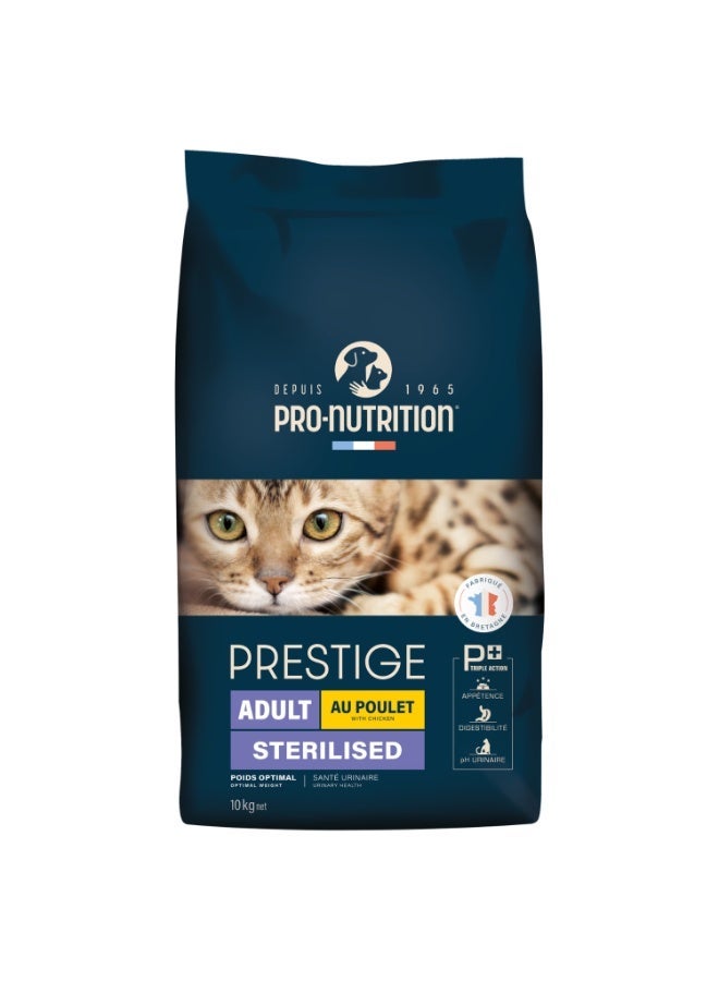 Pro nutrition Prestige Cat Adult Sterilised Chicken 10Kg - Image 1